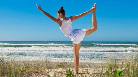 Outdoor yoga class
