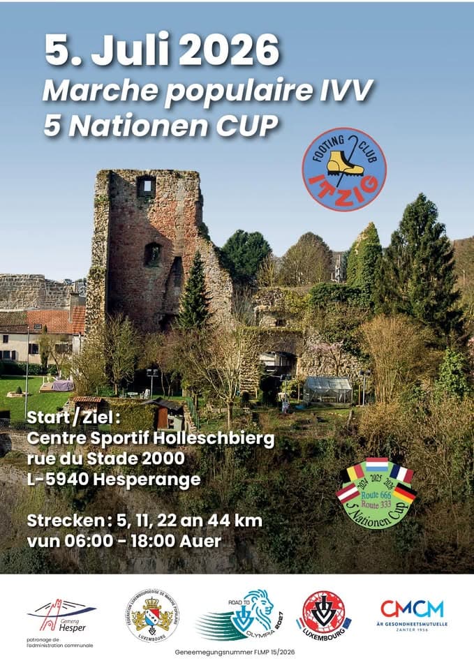HESPERANGE (Footing Club Itzig) FLMP IVV Randonnée + Marathon 5 Nations Cup + Semi-Marathon