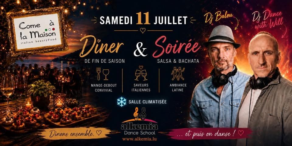 Alkemia's End of Season Dinner & Party at Come à la Maison. Surprise at Midnight. Dj Balou & Dj Will