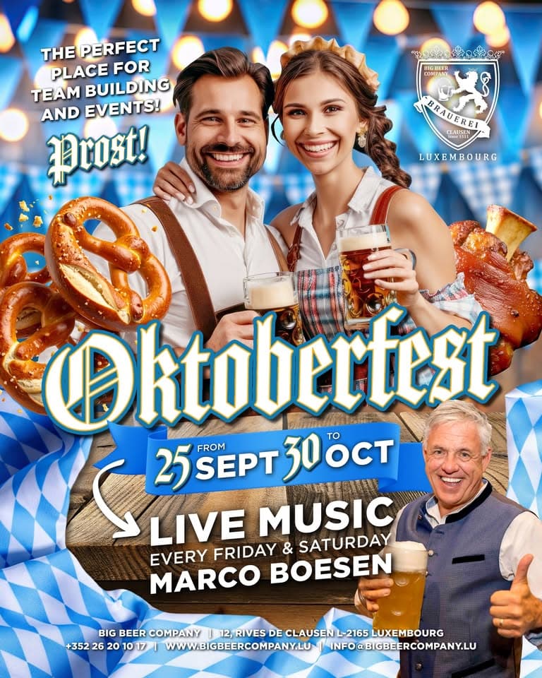 Oktoberfest 2026 – live music with Marco Boesen – Big Beer Company Luxembourg