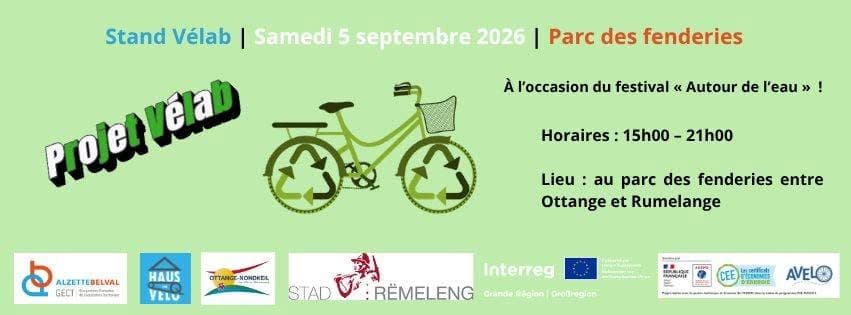 Information and bike repair workshop at Parc des Fenderies between Ottange and Rumelange