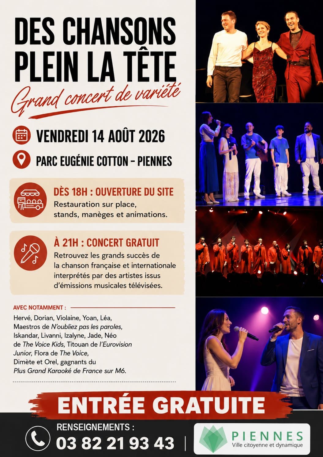 Grand concert de variété gratuit "Des chansons plein la tête"