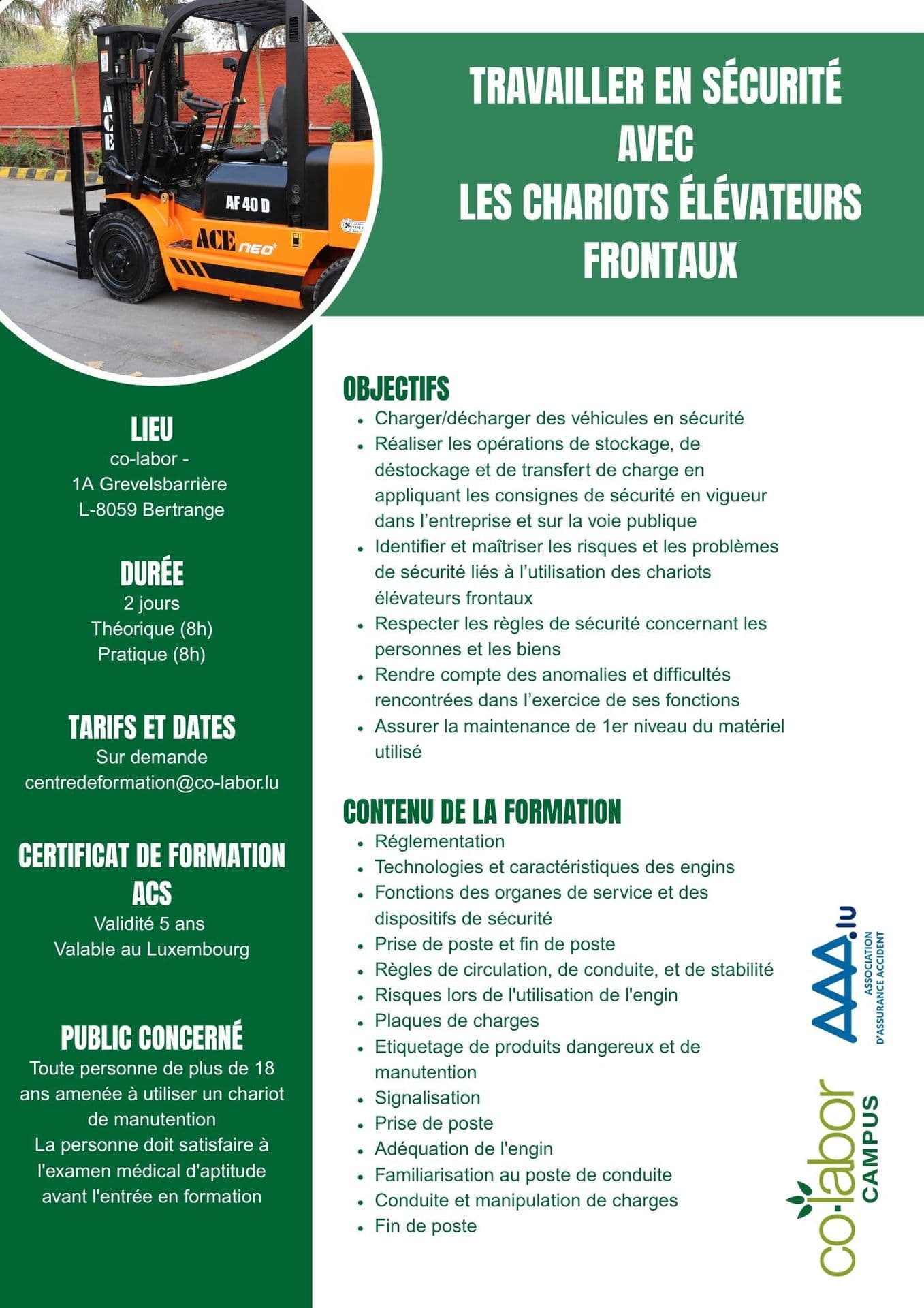 Formation chariots élévateurs
