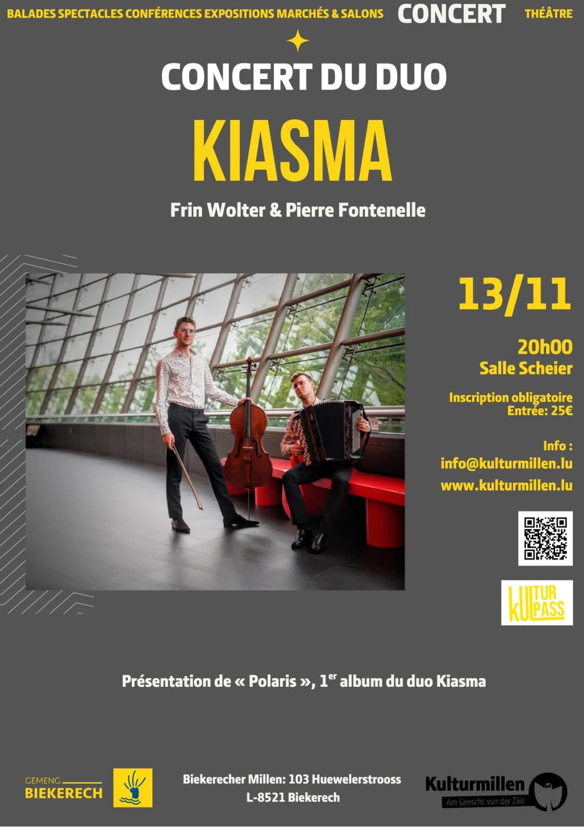 Concert by Duo KIASMA (Frin Wolter & Pierre Fontenelle)