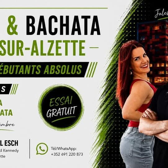 New salsa and bachata term in Esch-sur-Alzette for beginners on Tuesdays – free trial