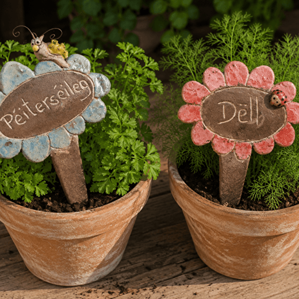 Clay plant name tags