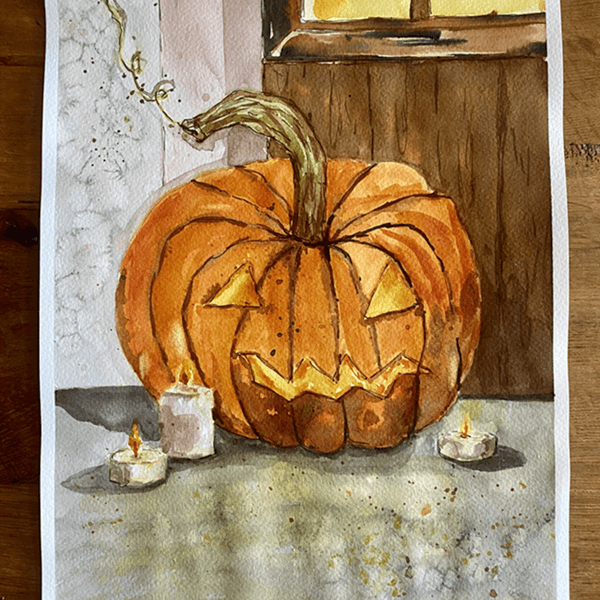 Atelier aquarelle - Citrouille d'Halloween