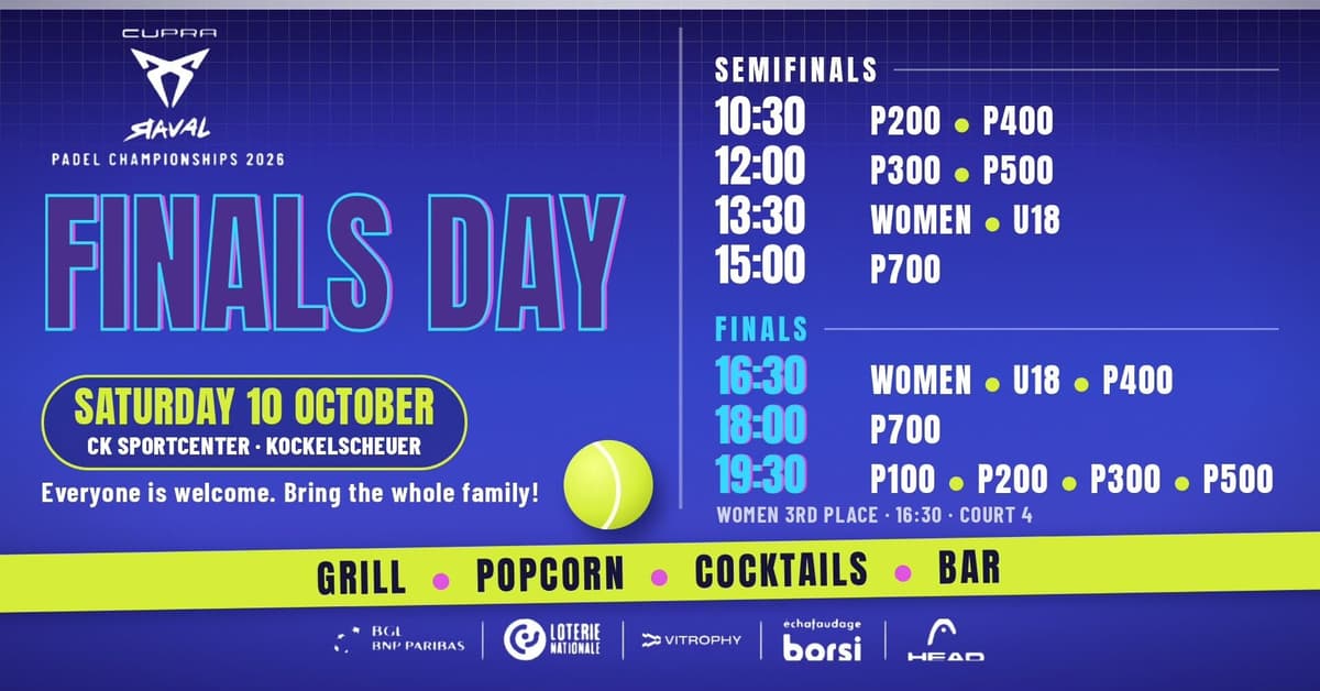 Journée des finales - Championnats de padel CUPRA Raval 2026