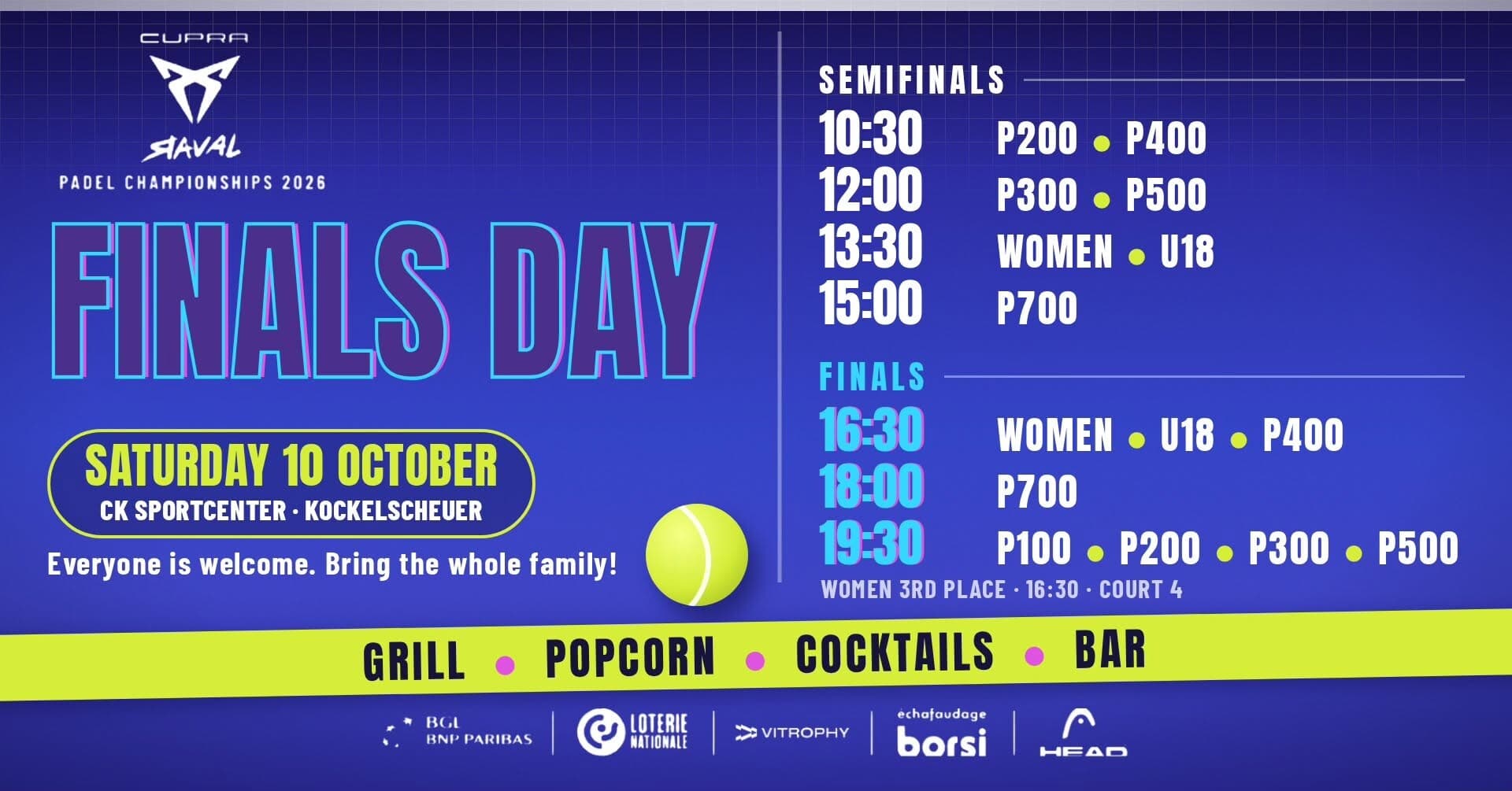 Journée des finales - Championnats de padel CUPRA Raval 2026