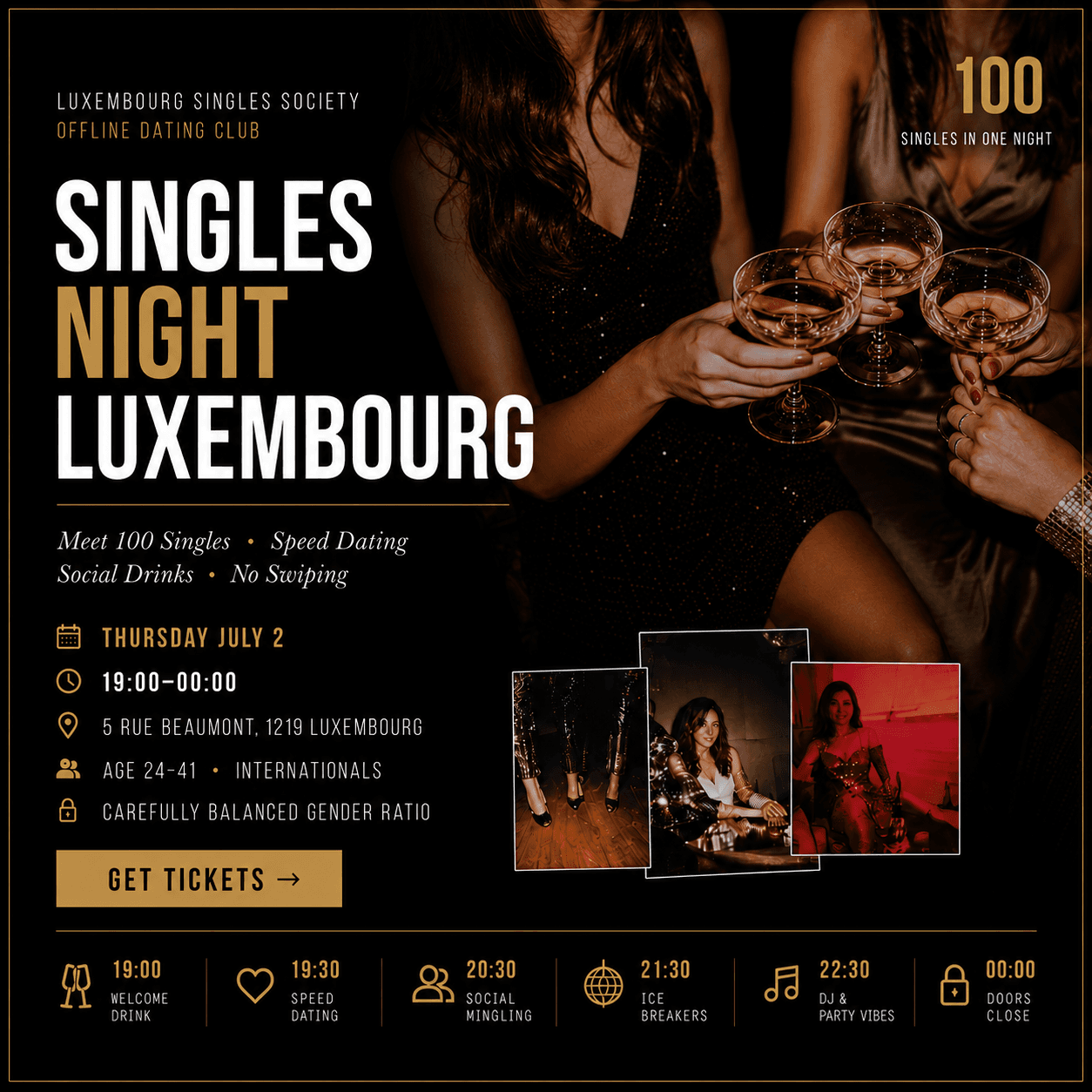 Singles Dating Night Luxembourg: Meet 100 Singles