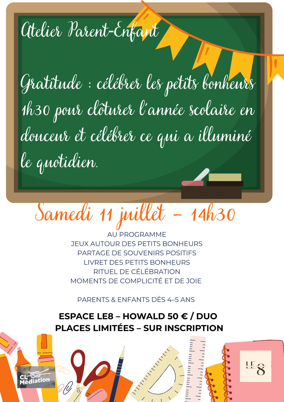 Atelier Parent‑Enfant – clôturer l'année scolaire