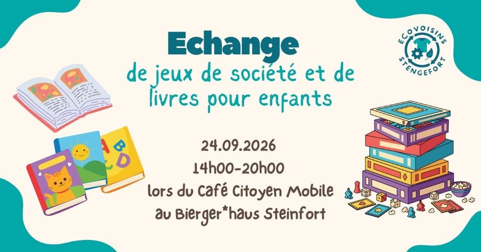 Échange de jeux de société et de livres pour enfants