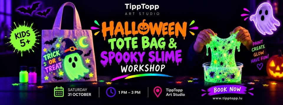 Halloween Big Day Party! – Tote Bag & Spooky Slime Workshop