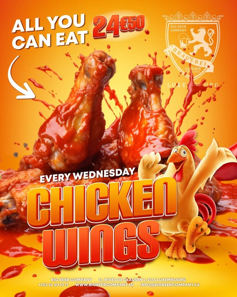 All-you-can-eat chicken wings – every Wednesday