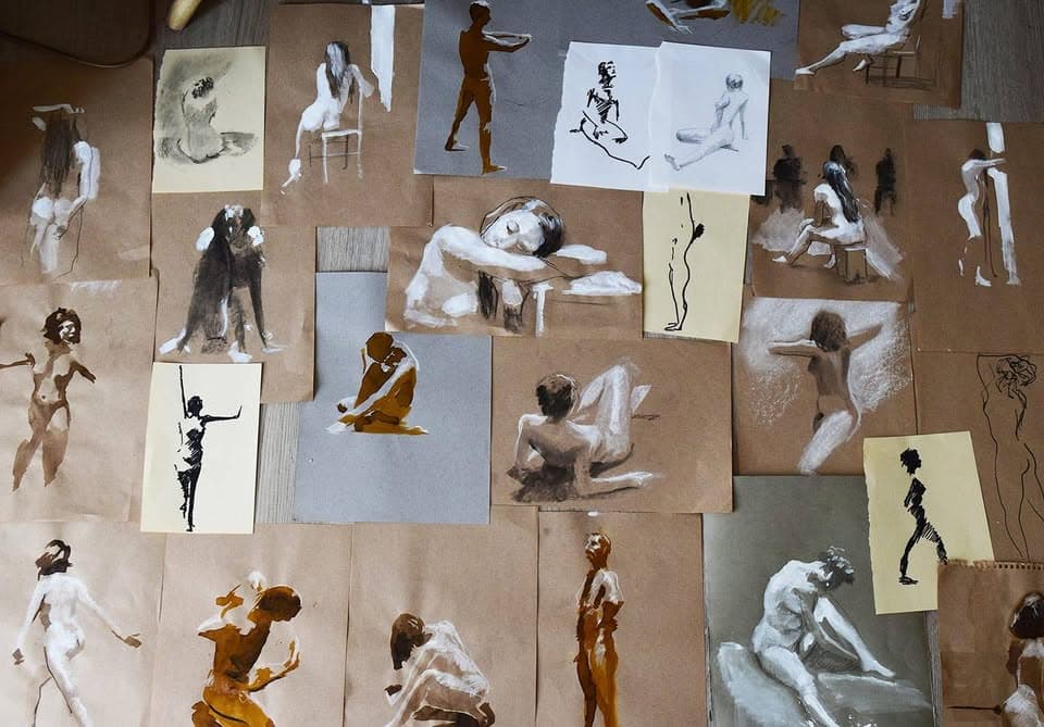 Séance de dessin d’après modèle vivant