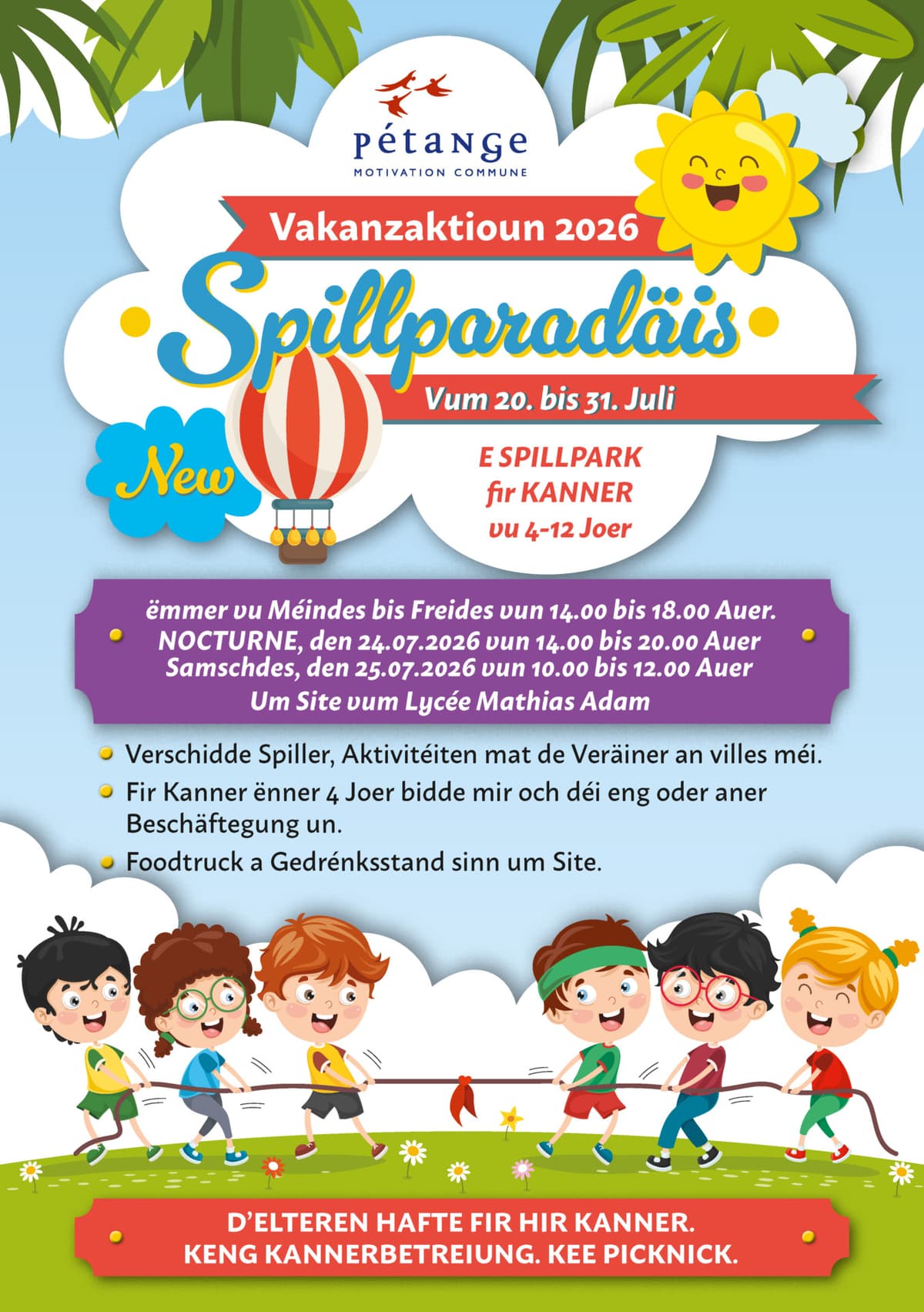 Vakanzaktioun 2026 – Play Paradise
