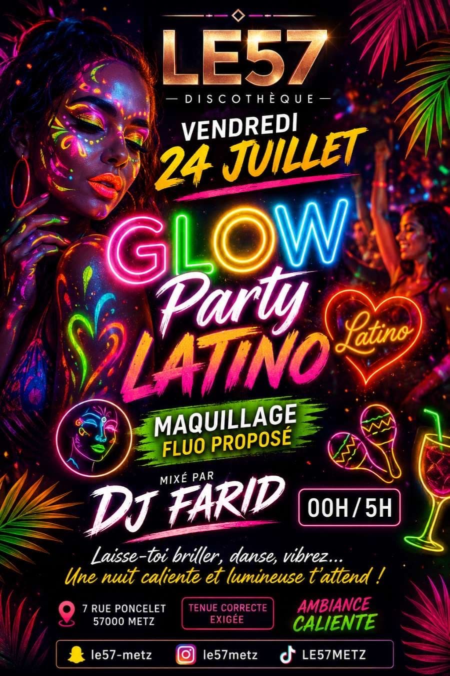 Soirée glow party latino