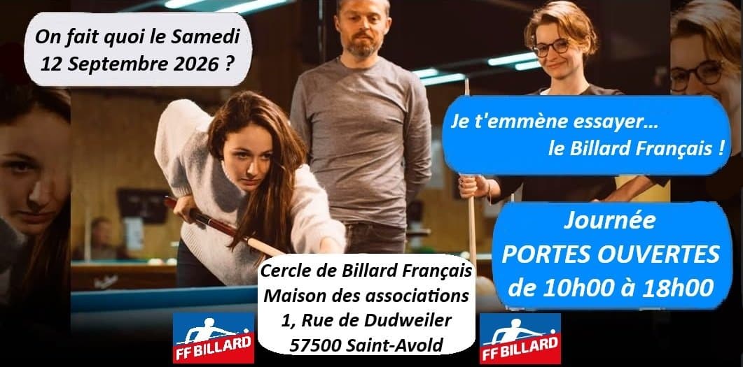 Portes ouvertes au Cercle de Billard Français de Saint-Avold le 12 septembre 2026