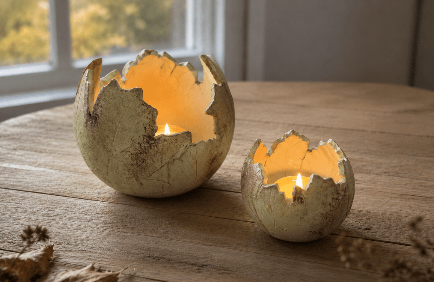 Autumn clay candle holder