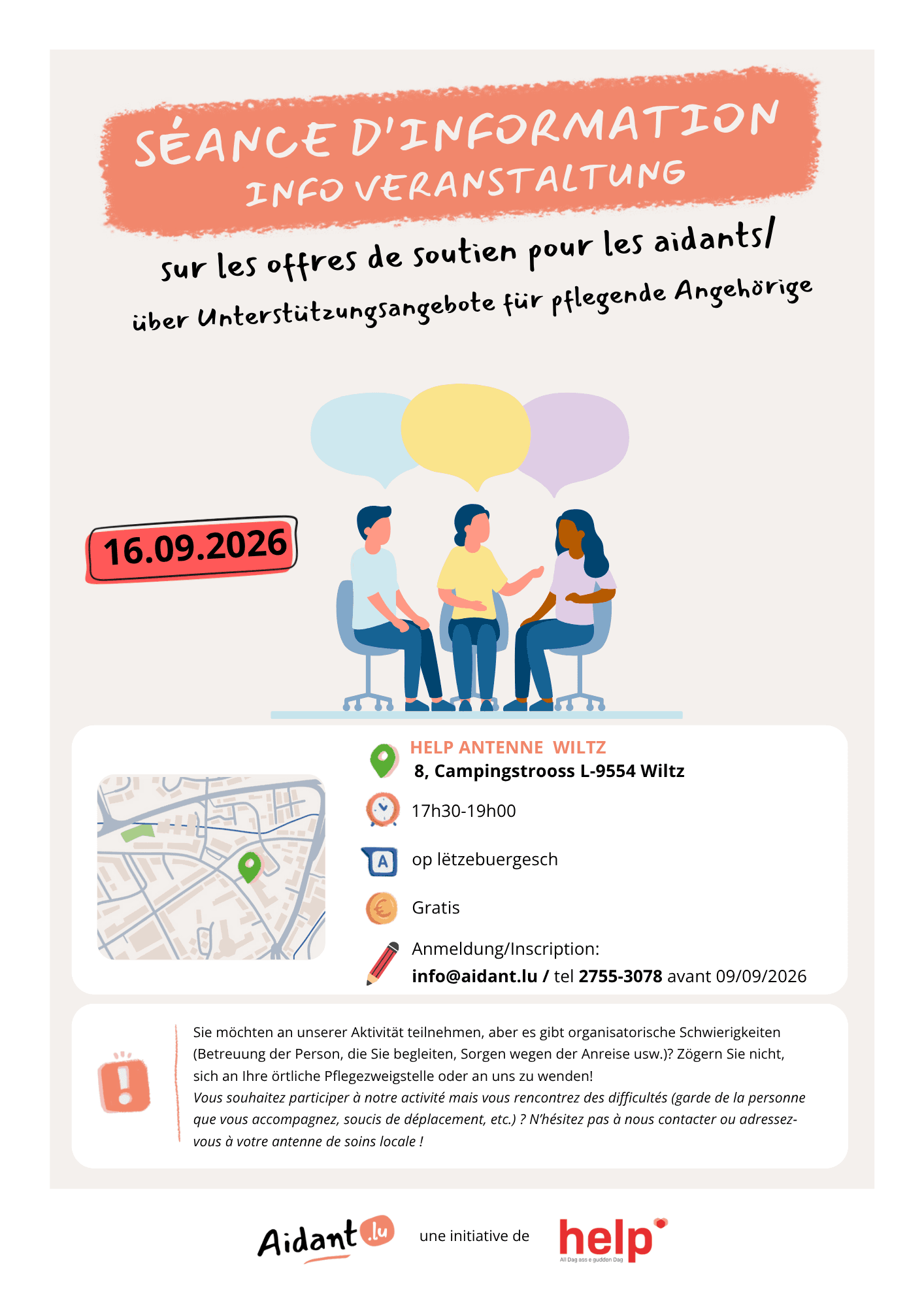Séance d'information sur les offres de soutien pour aidants