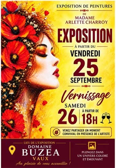Exhibition of works by artist Arlette Charroy at Domaine Buzea
