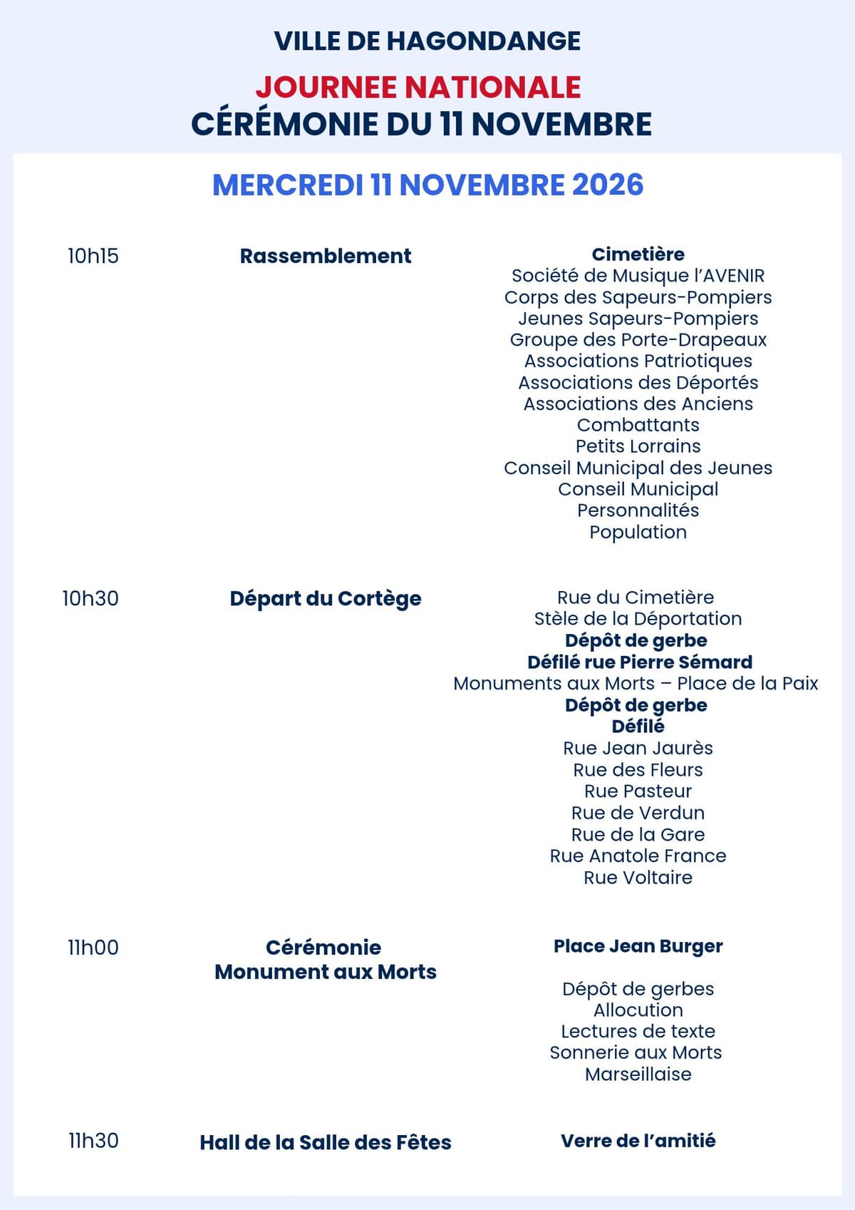 Commémoration du 108e anniversaire de l’armistice du 11 novembre 1918