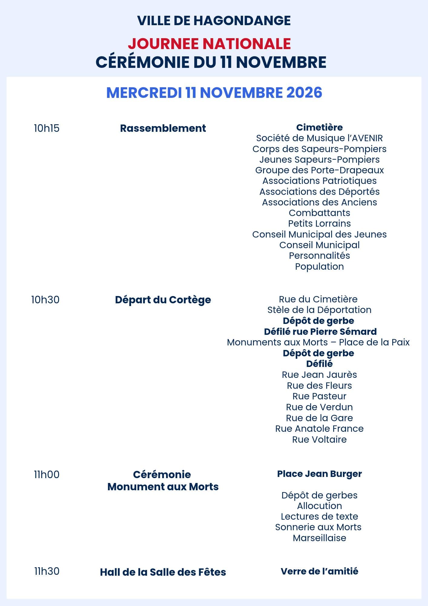 Commémoration du 108e anniversaire de l’armistice du 11 novembre 1918