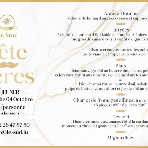 Menu de la Fête des Pères – Restaurant Gastronomique Le Sud Luxembourg