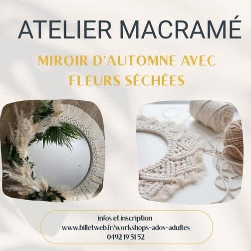 Atelier macramé : miroir d'automne avec fleurs séchées